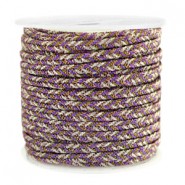Macramé bead cord braided 3mm Silver-dark purple metallic